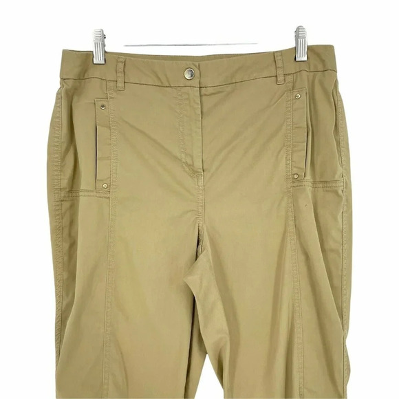 Chico's Pants Women's 1 Brown Cream Ankle Utility Slim High Rise Roll Tab Hem - Picture 4 of 9